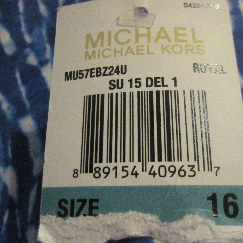 NWT MICHAEL MICHAEL KORS Blue White Abstract Cotton Blend Skirt Size 16